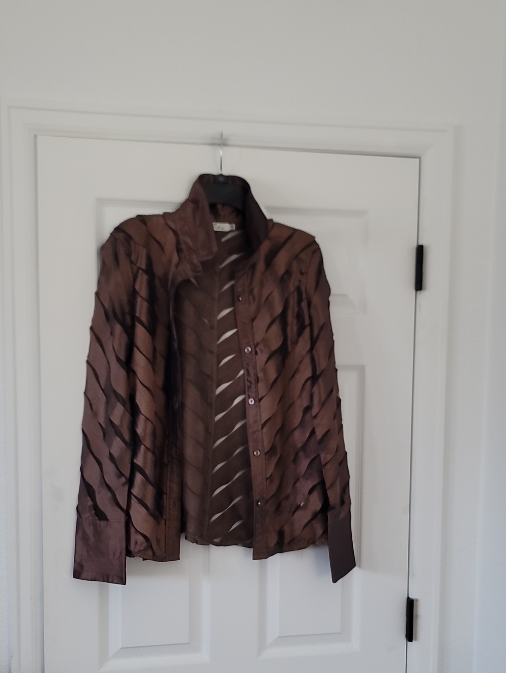 Sheer Brown Layered Button-Down Shirt